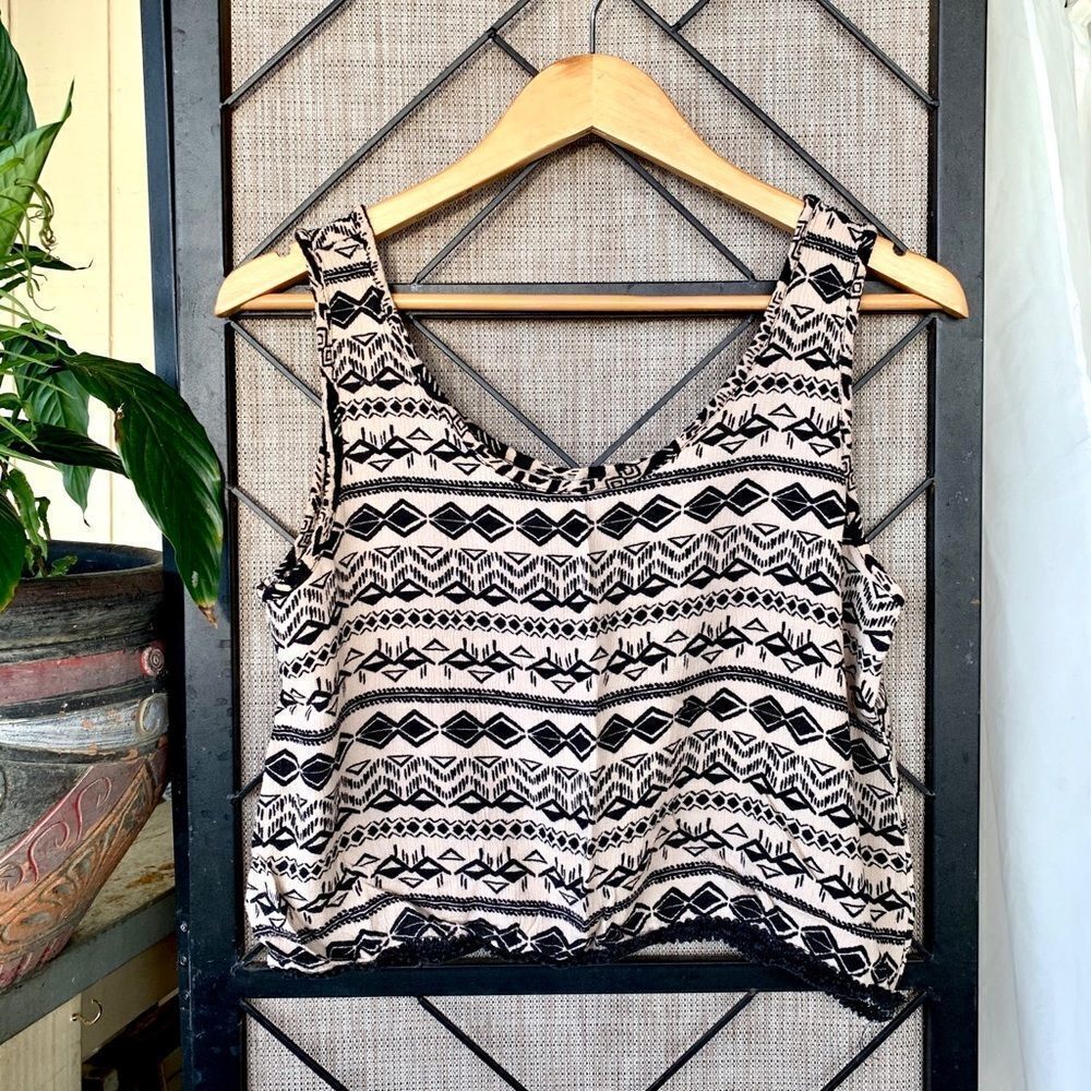 Chocolate Tribal Print Black Cream Tank Small